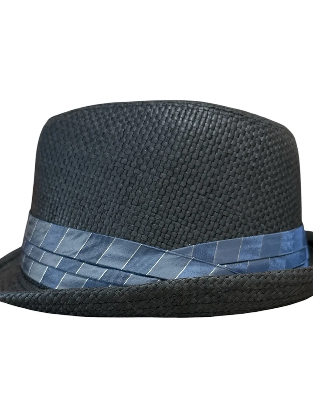 PETER GRIMM Fedora Hat Trilby Black Size L/XL Blue Silk Band Structured